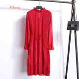 Women Dress Casual Long Sleeve Mid-Calf Party Dress Vintage Cute  And Elegant Clothing
