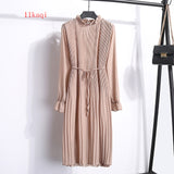 Women Dress Casual Long Sleeve Mid-Calf Party Dress Vintage Cute  And Elegant Clothing