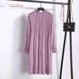 Women Dress Casual Long Sleeve Mid-Calf Party Dress Vintage Cute  And Elegant Clothing