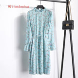 Women Dress Casual Long Sleeve Mid-Calf Party Dress Vintage Cute  And Elegant Clothing