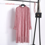 Women Dress Casual Long Sleeve Mid-Calf Party Dress Vintage Cute  And Elegant Clothing