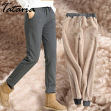 Winter Cashmere Warm Pants Women's Velvet Thick Lambskin