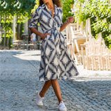 Sexy Long Sleeve Floral Print Sashes Dress
